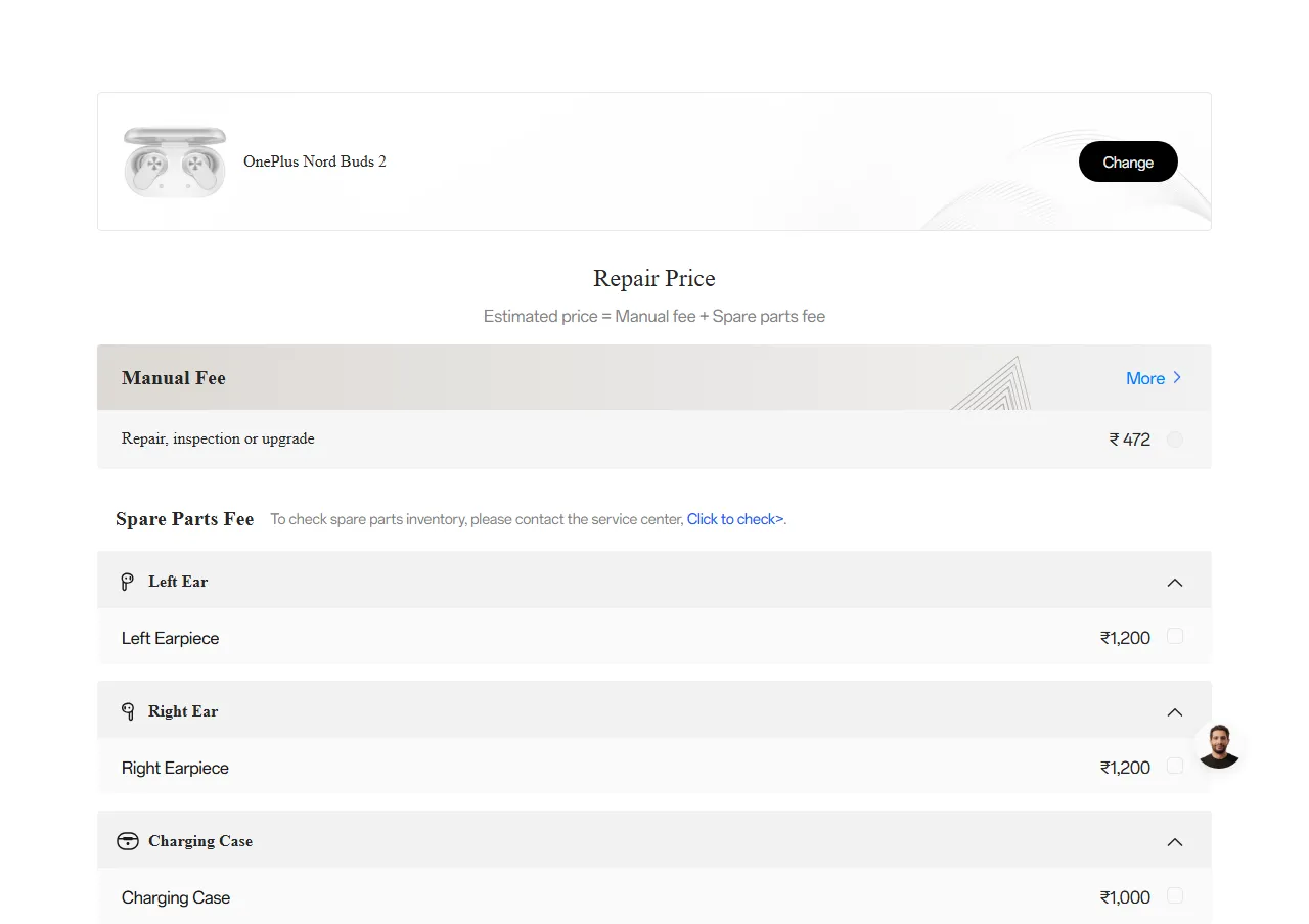 OnePlus Nord Buds 2 spare parts price list — official OnePlus India catalog